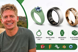 jewelry cad, smart ring stl, wearable tech, electronics housing render cad files