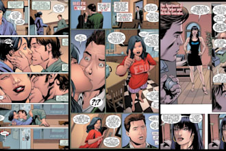 draw erotic nsfw character design, comic book page, graphic novel as nsfw artist