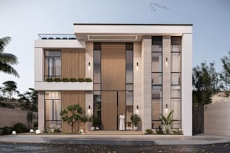 3d architecture exterior, interior design, realistic residential building render