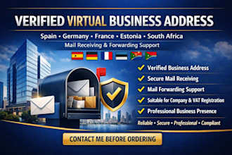 provide verified virtual address in spain, germany, , estonia and south africa