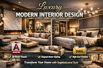 redesign modern luxury interior with realistic 3d render