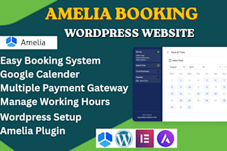 install, setup amelia booking, bookly or booknetic, calendly plugin on wordpress