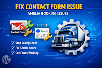 fix logistics trucking business website wp contact form amelia booking issues