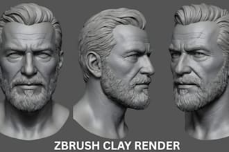 sculpt realistic 3d head model 3d face 3d bust 3d miniature zbrush for 3d print