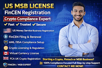 handle US msb license, fincen registration, crypto compliance and msb filing