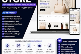 design, redesign, promote your shopify store,  sales funnel