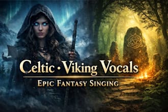 sing dark fantasy celtic songs, nordic viking, pagan music and irish folk vocals