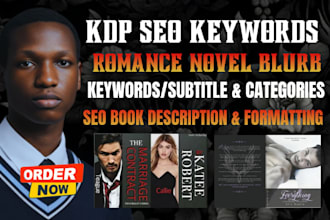 write your romance novel blurb and optimize amazon kdp seo keywords fast