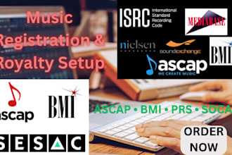 do music registration on ascap  bmi prs socan soundexchange