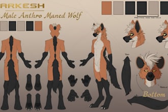 design furry reference sheet, fursona ref sheet, furry oc, anthro nsfw character
