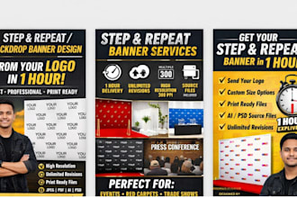design roll up banner, retractable sign billboard event backdrop prints ready