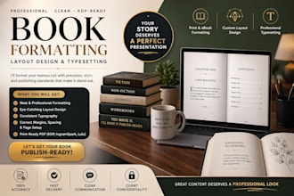 do book formatting, layout design and typesetting