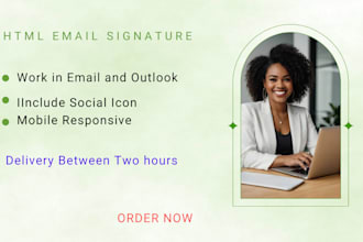 design and install a professional HTML email signature for gmail and outlook