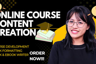 create online course content, ecourse, workbook, elearning video course creatio