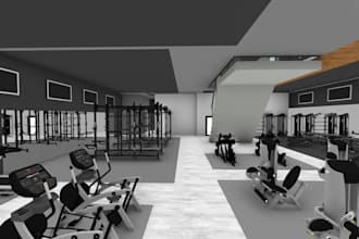 create gym design interior design with 3d rendering  image