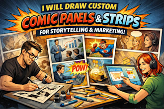 draw custom comic panels and strips for storytelling and marketing