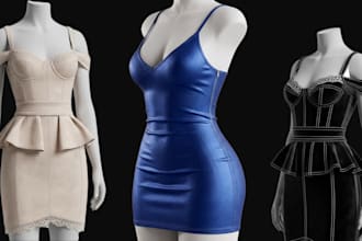 create realistic 3d second life clothing garment, mesh outfits, and 3d rigging