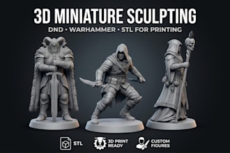 sculpt 3d miniature, 3d warhammer figurine tabletop dnd 3d model for 3d printing