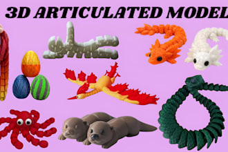 sculpt 3d articulated model 3d flexi animal 3d doll flexi model for 3d printing