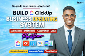 build clickup workspace, dashboard, automation and business operating system