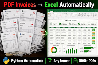 extract data from PDF invoices and export to excel automatically using python