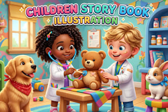 design christian children story book illustration, kids bible story book