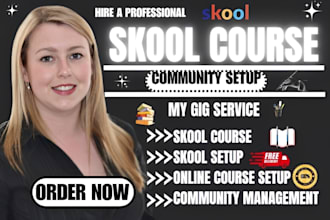 create skool course, online course, elearning content and course curriculum
