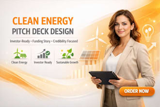 clean energy investor funding story credibility presentation pitch deck design