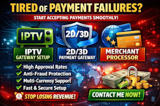 setup iptv payment gateway, 2d 3d payment gateway, payment processor merchant