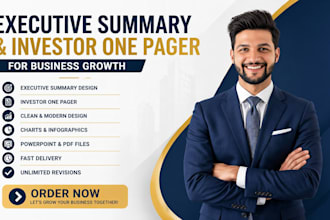 design a executive summary and investor one pager for business growth