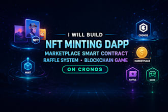 build nft minting, marketplace smart contract, raffle, blockchain game on cronos
