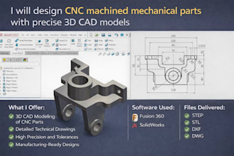 design cnc machined mechanical parts with precise 3d cad models