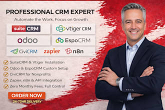 install vtiger,suitecrm,espocrm,yetiforce,custom crm build,api integration