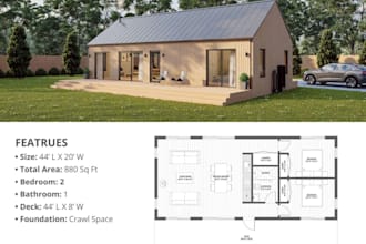 provide tiny house architectural plans, floor plans, and 3d renderings