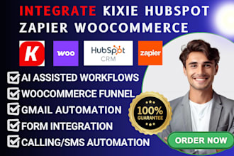 setup kixie with hubspot crm woocommerce gmail keap zapier automation workflow