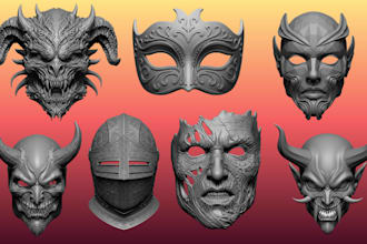 design 3d mask 3d helmet custom 3d cosplay mask for halloween oni mask stl file
