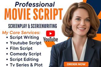 youtube script writing true crime video script movie script tv plot screenwriter