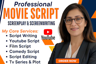 youtube script writing true crime video script movie script tv plot screenwriter