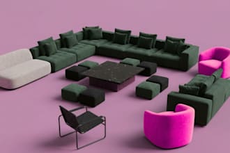 build low li full perm 3d mesh furniture set for second life or imvu