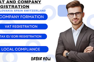 handle vat and company registration in slovakia, spain, and switzerland