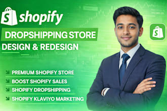 setup shopify store, shopify website design,  shopify dropshipping website