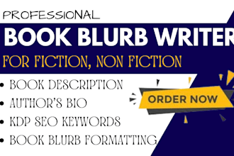write amazon SEO keyword optimized book blurb KDP book description authors bio