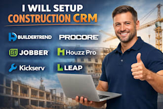 setup construction crm buildertrend procore jobber houzz pro kickserv leap