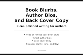 write or rewrite your book blurb, author bio, or back cover copy