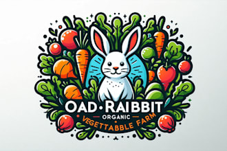 custom bad rabbit and organic vegetable farm logo for brands and companies