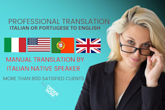 translate italian, portugese to english proofead and improve your italia writing