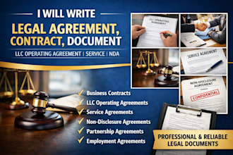 write legal agreement, contract, document, llc operating agreement, service, nda