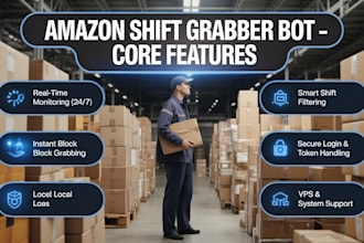 develop amazon warehouse bot, jobs monitor bot, job apply bot, amazon hiring bot