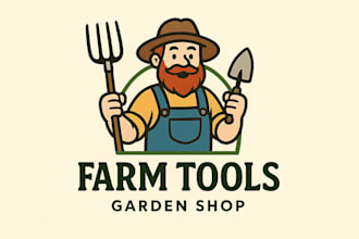 do farm tools garden shop equipment mascot logo twitch and youtube gaming clan