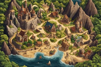 create a fantasy map illustration for map
